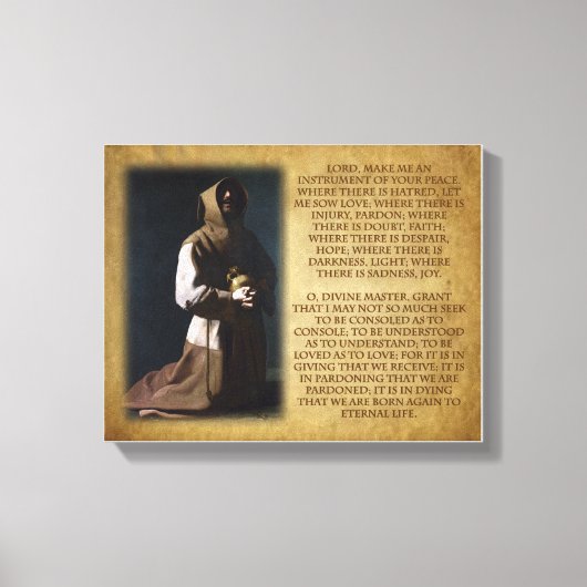 Sint Franciscus van Assisi's Gebed Canvas Afdruk (Voorkant)