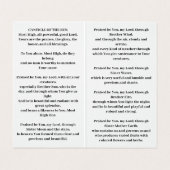 Sint Franciscus van de Zon Visitekaartje (Binnenkant ongevouwen)