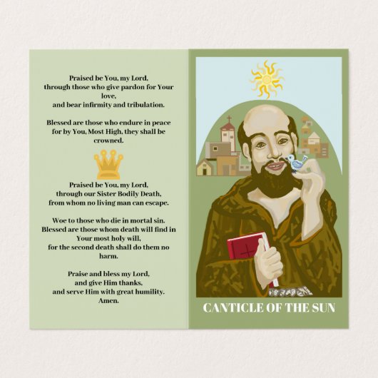 Sint Franciscus van de Zon Visitekaartje (Buitenkant ongevouwen)