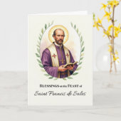 Sint Franciscus van Sales Feest Dag Zegeningen Kaart (Gele Bloem)