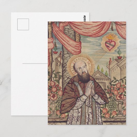 Sint Franciscus van Verkoop Bisschop van Genève Briefkaart (Voorkant / Achterkant)