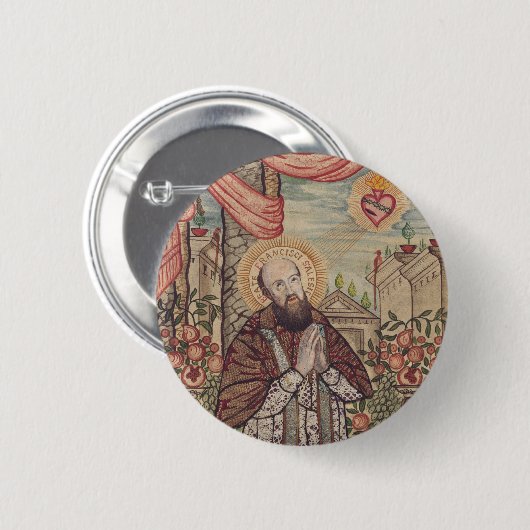 Sint Franciscus van Verkoop Bisschop van Genève Ronde Button 5,7 Cm (Voorkant /achterkant)