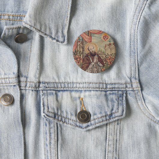 Sint Franciscus van Verkoop Bisschop van Genève Ronde Button 5,7 Cm (In situ)
