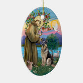 Sint Franciscus (W) - Duitse Herdershond (C) Keramisch Ornament (Rechts)