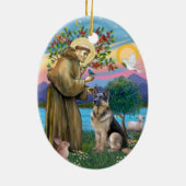 Sint Franciscus (W) - Duitse Herdershond (C) Keramisch Ornament (Achterkant)