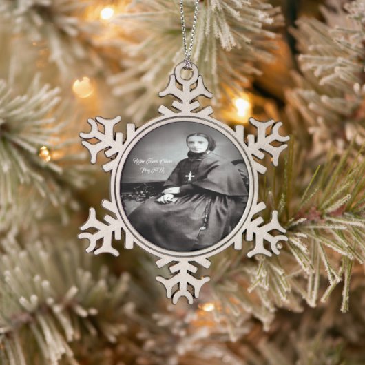 Sint-Franciscus Xaverius Cabrini Tin Sneeuwvlok Ornament (Boom)