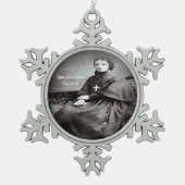 Sint-Franciscus Xaverius Cabrini Tin Sneeuwvlok Ornament (Voorkant)