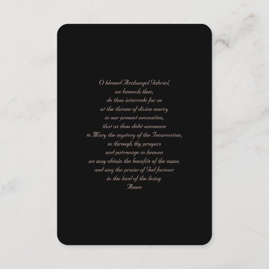 Sint Gabriël de aartsengel met gebed Informatiekaartje (Achterkant)