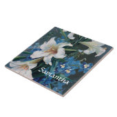 "Sint Gabriel's Lilies (M 035b)" Tegeltje (Zijkant)