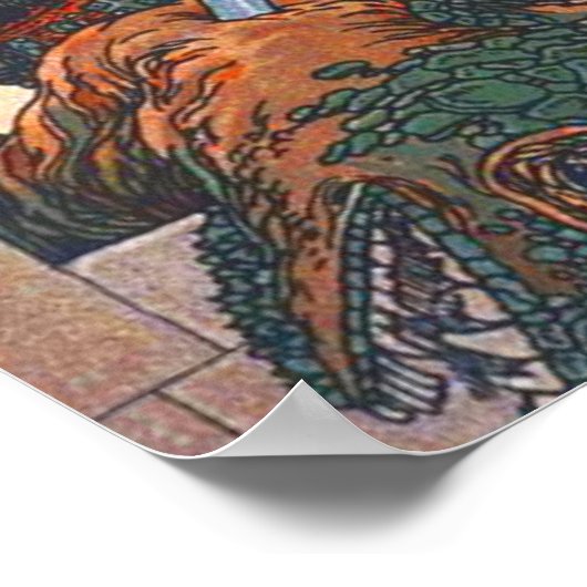 Sint George en de draak - Heinrich Lefler Poster (Hoek)