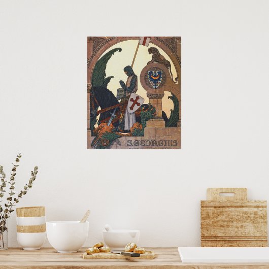 Sint George en de draak - Heinrich Lefler Poster (Keuken)