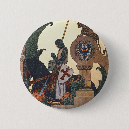 Sint George en de draak - Heinrich Lefler Ronde Button 5,7 Cm (Voorkant)