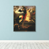 Sint-George vecht tegen de draak door Raphael Sanz Canvas Afdruk (Insitu (Houten vloer))