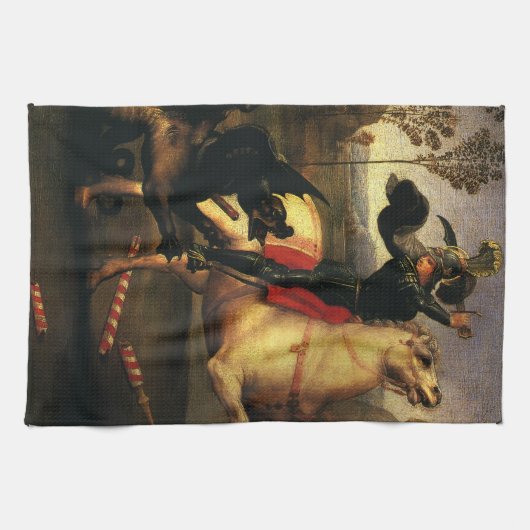 Sint-George vecht tegen de draak door Raphael Sanz Theedoek (Horizontaal)