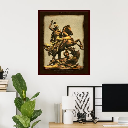 Sint George zet de Dragon Art Print af (Thuiskantoor)