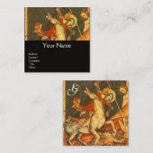 Sint George's Battle, Dragon Monogram Black Vierkante Visitekaartje (Voorkant / Achterkant)