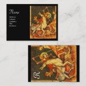 Sint George's Battle & Dragon Monogram Gold Black Visitekaartje (Voorkant / Achterkant)