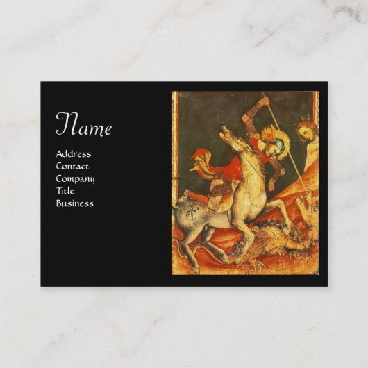 Sint George's Battle & Dragon Monogram Gold Black Visitekaartje (Voorkant)