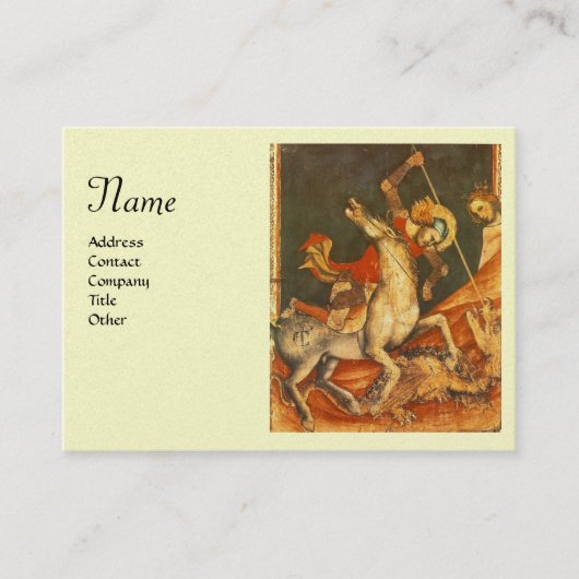 Sint George's Battle & Dragon Monogram Pearl Visitekaartje (Voorkant)