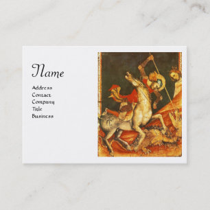 Sint George's Battle & Dragon Monogram, White Visitekaartje