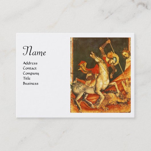 Sint George's Battle & Dragon Monogram, White Visitekaartje (Voorkant)