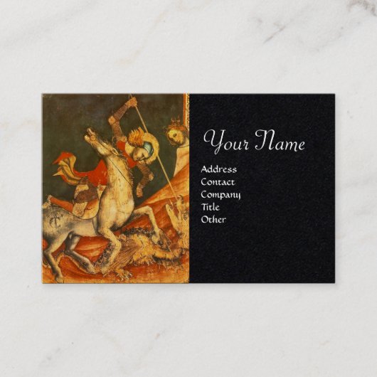 Sint-George's strijd, dragon Monogram zwart papier Visitekaartje (Voorkant)