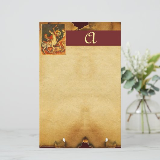 Sint-George's strijd met het Drakenmonogram Briefpapier (Staand voorkant)