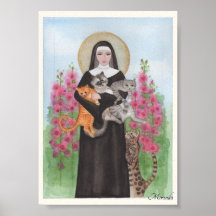 Sint Gertrude Cat Lady Small Art Print Miranda