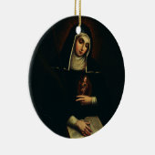 Sint Gertrude de Grote Duitse Benedictijn Keramisch Ornament (Rechts)