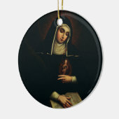 Sint Gertrude de Grote Duitse Benedictijn Keramisch Ornament (Links)