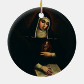 Sint Gertrude de Grote Duitse Benedictijn Keramisch Ornament (Achterkant)