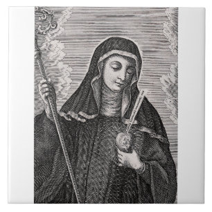Sint Gertrude de Grote Duitse benedictijnse mystic Tegeltje