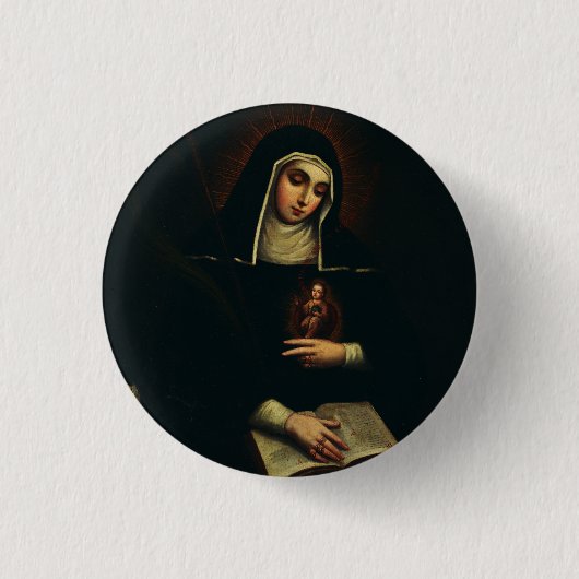 Sint Gertrude de Grote Duitse benedictines Ronde Button 3,2 Cm (Voorkant)