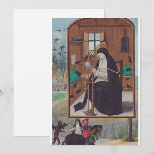 Sint Gertrude van Helfta door Simon Bening Feestdagenkaart (Voorkant / Achterkant)