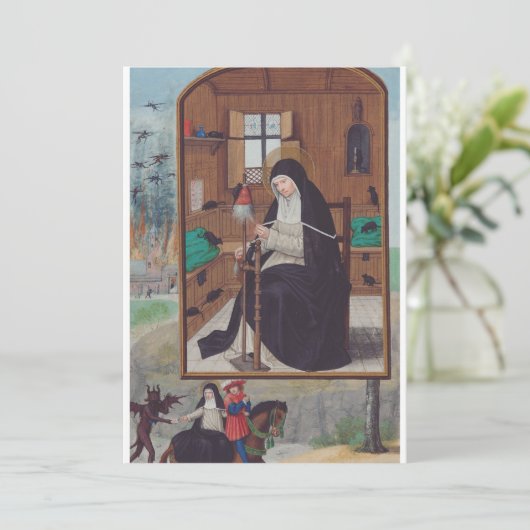 Sint Gertrude van Helfta door Simon Bening Feestdagenkaart (Staand voorkant)