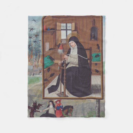 Sint Gertrude van Helfta door Simon Bening Fleece Deken (Voorkant)