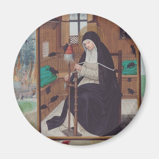 Sint Gertrude van Helfta door Simon Bening Magneet (Voorkant)