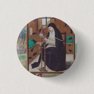 Sint Gertrude van Helfta door Simon Bening Ronde Button 3,2 Cm