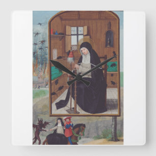 Sint Gertrude van Helfta door Simon Bening Vierkante Klok