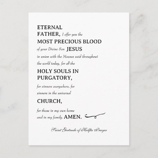 Sint Gertrude van Helfta Gebed Briefkaart (Voorkant)