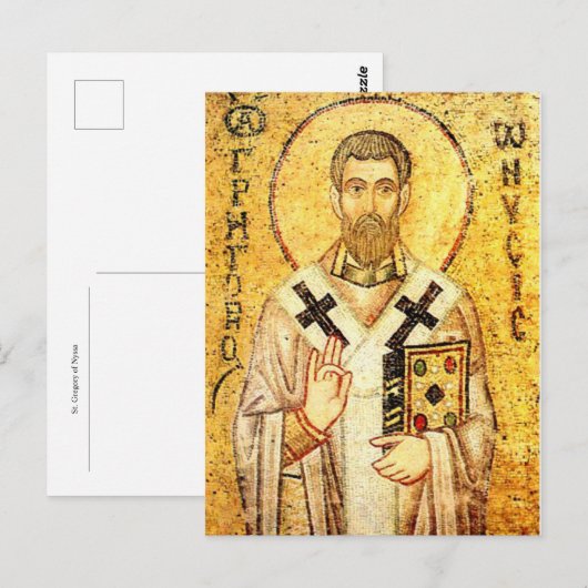 Sint-Gregorius van Nyssa Orthodox Icoon Briefkaart (Voorkant / Achterkant)