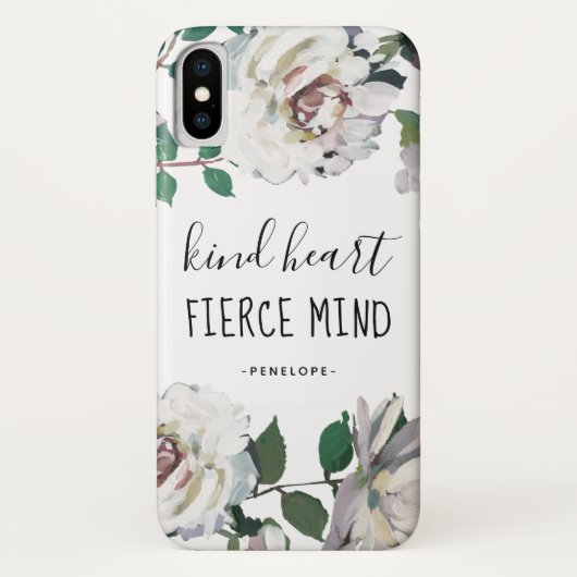 Sint Heart Fierce Mind Waterverf Floral and Name Case-Mate iPhone Case (Achterkant)