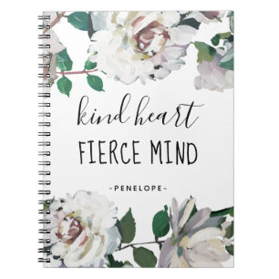 Sint Heart Fierce Mind Waterverf Floral and Name Notitieboek