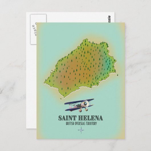 Sint Helena British Overseas Territory Map Briefkaart (Voorkant / Achterkant)
