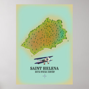 Sint Helena British Overseas Territory Map Poster