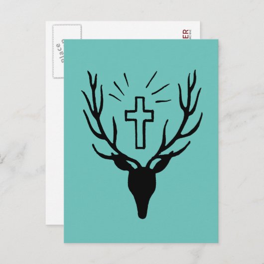 Sint-Hubert-Stag Briefkaart (Voorkant / Achterkant)
