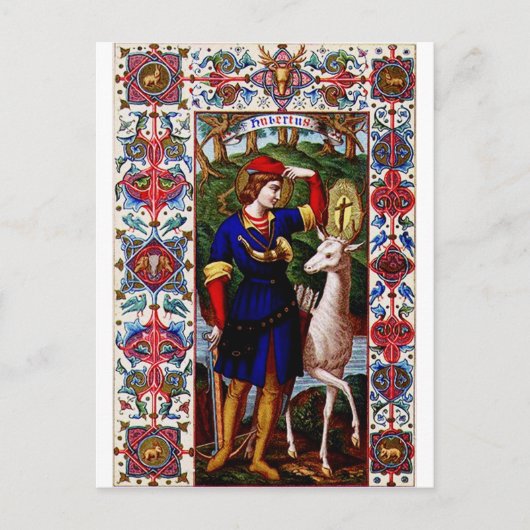 Sint Hubert van Luik met het hert Briefkaart (Voorkant)