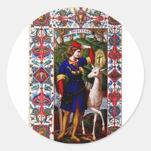 Sint-Hubertus van Luik met het hert  Ronde Sticker (Voorkant)