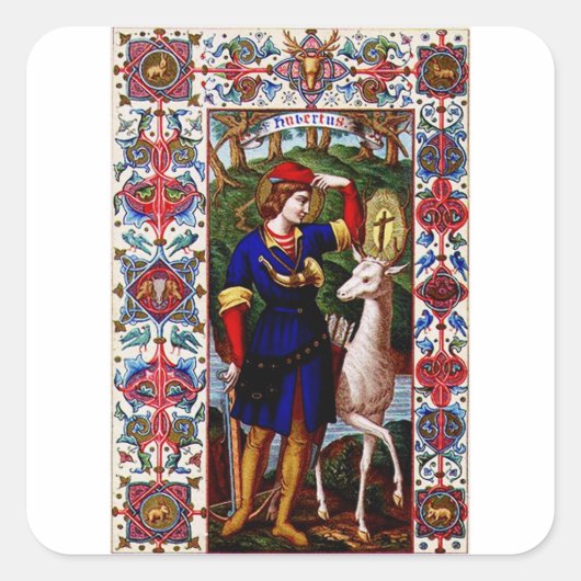 Sint-Hubertus van Luik met het hert Vierkante Sticker (Voorkant)