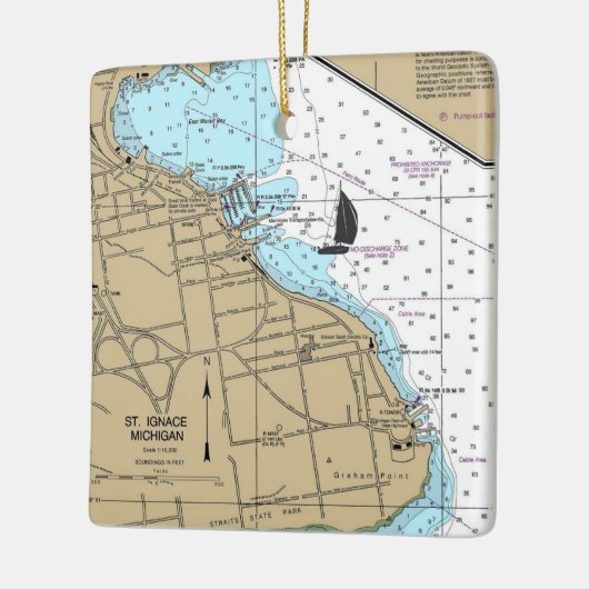Sint-Ignace MI Nautical Chart Keramisch Ornament (Links)